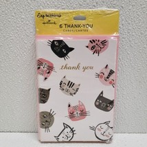 Hallmark Expressions Cat Theme Thank You Cards Set Of 6 Gray Pink Kitty Kitten - £11.72 GBP