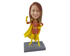 Custom Bobblehead Girl In Super Woman Costume Showing Her Muscle - Super Heroes  - £71.12 GBP