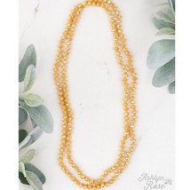 90 inch Double Wrap Beaded Necklace, Mustard Yellow 8MM - $14.85