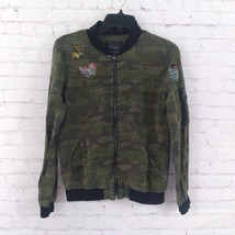 Sanctuary Jacket Womens XS Green Camo Embroidered Butterfly Bird Zip Up - £15.94 GBP
