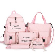 5Pcs/Set Schoolbags Girls Women Backpack Canvas Travel Back Pack Student Noteboo - £35.04 GBP