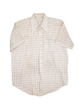 Vintage 70s Kentfield Debonaire Button Up Shirt Mens 16 Plaid Short Sleeve - £21.55 GBP