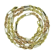 Tri-color Gold 14k 4.9mm Milano Rope Chain Diamond Cut Link Combo Necklace - £3,132.42 GBP