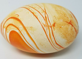 Egg Hand Painted Wood Orange and White Swirl Vintage Small - £7.55 GBP