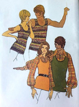 Simplicity 9892 VTG 1972 Pullover Tank Top and Long Sleeve Hippie Shirt Pattern  - £5.48 GBP