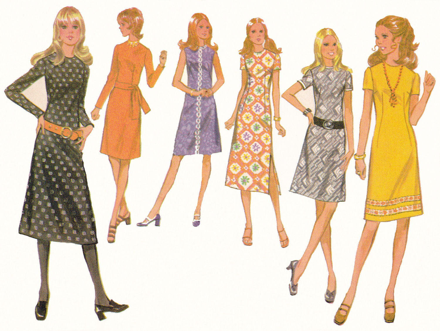 McCall's 2717 Vintage 1971 Retro Slim or A-Line Shift Dress Pattern -  Misses Si - $11.00