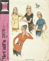 McCall&#39;s 2878 Vintage 1971 Retro Blouse Pattern - Knit Only Fabric Tops - Misses - £3.19 GBP