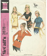 McCall&#39;s 2878 Vintage 1971 Retro Blouse Pattern - Knit Only Fabric Tops ... - £3.13 GBP