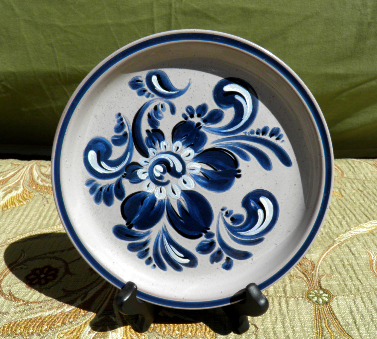 Bavarian Style Red Ware Desert Plates - Saucers - with Floral Motif - Ceramic Re - $40.00