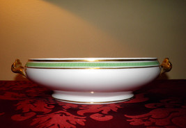 Limoges Fine Porcelain China - Green Greek Key - Bullion Vegetable Serving Dish  - £35.97 GBP