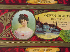 1910 Chromolitho Soap Box Ad Label - Queen Beauty - Victorian Lady - Gib... - £15.71 GBP