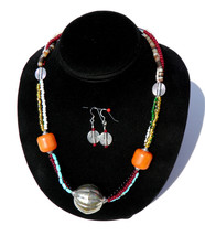 African Faux Copal Amber “African Princess” Tribal Necklace &amp; Earring Set - 3 St - £53.49 GBP