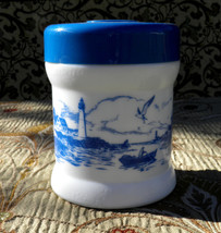Vintage Opaline Milk Glass Cigar Jar Humidor with Nautical Fishing Villa... - £15.71 GBP