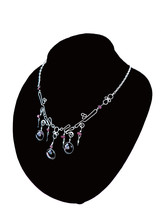 NECKLACE - Murano Glass w/Gemstones Handcrafted Twisted Silver Wire Wrap... - £19.57 GBP