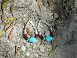 Sleeping Beauty Turquoise Nugget Earrings, Baroque Rice Pearls and Coconut  Dang - £12.02 GBP