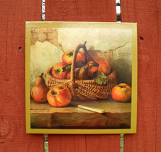 Fruit Basket Still Life Art - Kitchen Decor - Apples and Pears Art Print Plaque  - £7.99 GBP