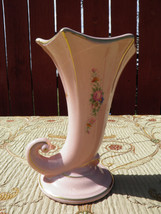 Vintage 1930 - 1940 Art Pottery Cornucopia Vase with Floral Motif - Porcelain &amp;  - £19.56 GBP