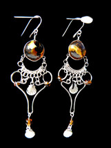 Earrings   Murano Glass Gem & Alpaca Silver Wire Dangle Earrings   Sea Shells    - £7.97 GBP