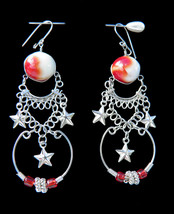 EARRINGS - Murano Glass Gem & Alpaca Silver Wire Dangle Earrings - STARS - 3 Sel - $10.00