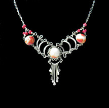 NECKLACE - Murano Glass w/Gemstones Handcrafted Twisted Silver Wire Wrap... - $25.00