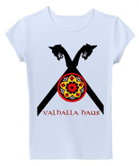 Women&#39;s Viking Logo T-Shirt with Large Crossed Dragon &amp; Shield - 100% So... - £17.20 GBP