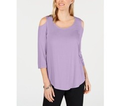 JM Collection Womens Petite Medium PM Iris Sachet Cold Shoulder Top NWT H72 - £13.18 GBP