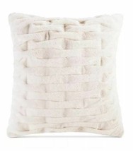 Madison Park Ruched 20&quot; X 20&quot; Square Faux-Fur Ivory Decorative Pillow T4102106 - £23.73 GBP