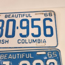 Beautiful British Columbia License Plate Lot 1965 1966 Blue 380-956 461-632 BC - £22.82 GBP