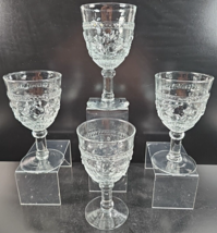 4 Pfaltzgraff American Originals Clear Water Goblets Set Vintage Floral Etch Lot - £55.28 GBP