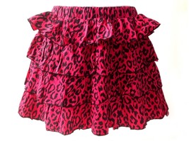 Hot Topic Punk Cyber Gothic Princess Hime Gyaru Hot Pink Leopard Ruffle Skirt - £57.55 GBP