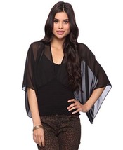 Forever21 Sheer Double V Neck Low Cleavage Black Draped Flare Sleeve Blouse Top - £51.00 GBP