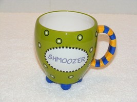 Shmoozer Green &amp; White Art Deco Coffee Mug 12 Oz Coffee Mug (G16) Guc - £8.70 GBP