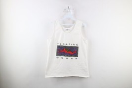 Vtg 90s Streetwear Womens M Spell Out Art Floating Woman Tank Top T-Shirt USA - £39.43 GBP