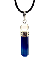 Colgante de collar de calcedonia azul Esfera de cuarzo Cristal Reiki Cordón... - £14.19 GBP