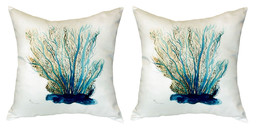 Pair of Betsy Drake Blue Coral No Cord Pillows 18 Inch X 18 Inch - £63.15 GBP