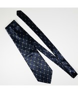 Roundtree &amp; Yorke Mens Silk Neck Tie Vintage Blue Gold Diamond Lattice N... - $52.88 CAD