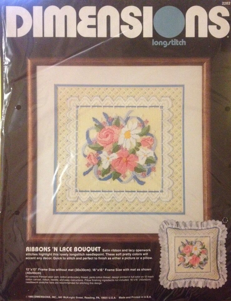 Vintage Dimensions "Ribbons'N Lace Bouquet" Longstitch Needlepoint Kit #2282 NIP - $27.00