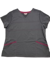Scrubstar Womens Vneck Scrub Top Small.New with Tags Pewter Wine Stretch... - $14.84