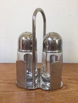 Vintage Art Deco Style Italian Glass Shiny Chrome Salt Pepper Shakers w ... - $59.99
