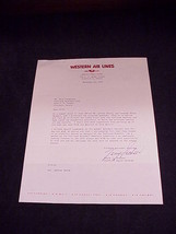 1952 Western Airlines Letterhead Letter to Bill Garbarino Portland Baseb... - $7.95