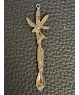 Vintage 1970s Silver Tone Marijuana Pot Leaf Snuff Spoon Necklace Pendant - $24.75