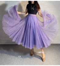 PURPLE Glittery Sequin Tulle Skirt Women Plus Size Sequined Sparkly Tulle Skirts image 6