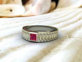 Vintage Style Art Deco Ruby Gemstone Sterling Silver Unisex Ring Size 4-10 US - $62.00