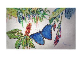 Betsy Drake Morpho Butterfly and Flowers 30 X 50 Inch Comfort Floor Mat - £71.38 GBP