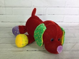 Sugar Loaf Red Yellow Puppy Dog Plush Stuffed Animal Toy All Over Shimmer Sequin - £13.01 GBP