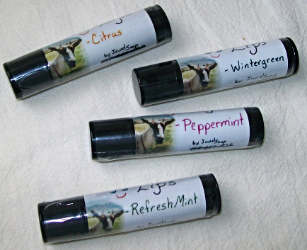 Happy Lips-lip balm, Citrus, Wintergreen, Peppermint, RefreshMint by Jewel Soap  - $3.00