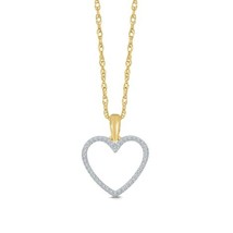 0.12 Karat Rund Schliff Diamant-Herz Anhänger Halskette 14K Gelb Vergoldet - £161.24 GBP