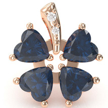 4 Leaf Clover Shamrock Lab-Created Sapphire Diamond Pendant In 14k Rose Gold - £318.94 GBP