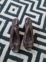 Brown Wedge Peep Toe Sandal For Women Size 5uk - $18.00