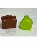 1971 Busy Hands Barbie Brown Suitcase &amp; Vintage Green Case Bag Doll Acce... - $13.99